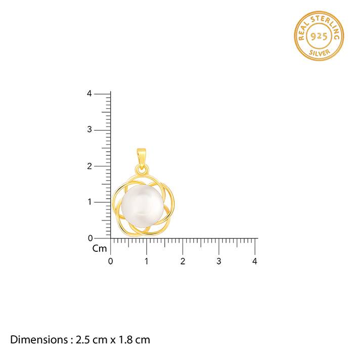 Giva 925 Sterling Silver Golden Nested Pearl Pendant With Link Chain | Necklace To Gift Wo : PD02373