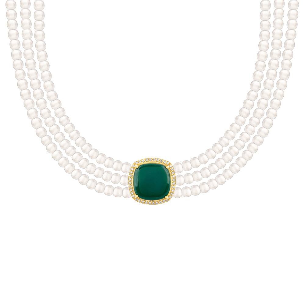 Giva 925 Silver Golden Evergreen Pearl Choker : PD02375