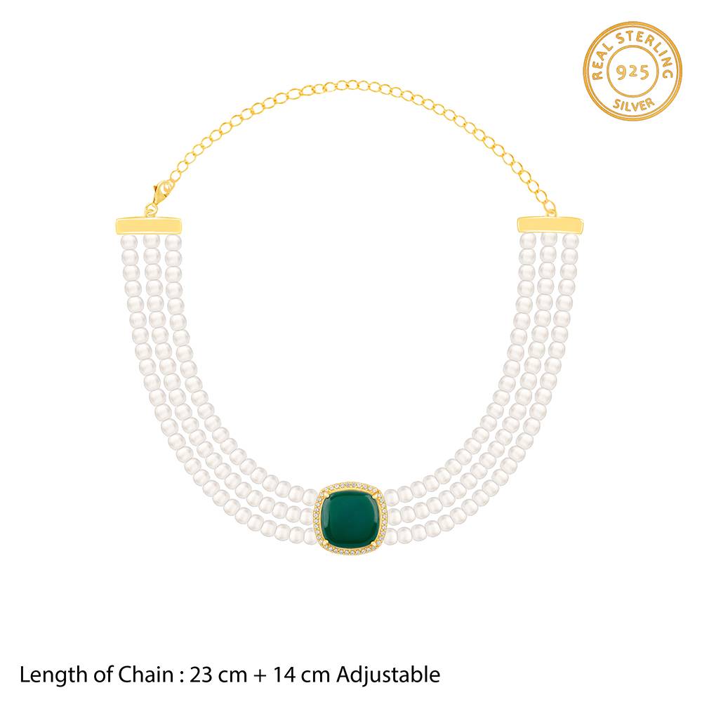 Giva 925 Silver Golden Evergreen Pearl Choker : PD02375