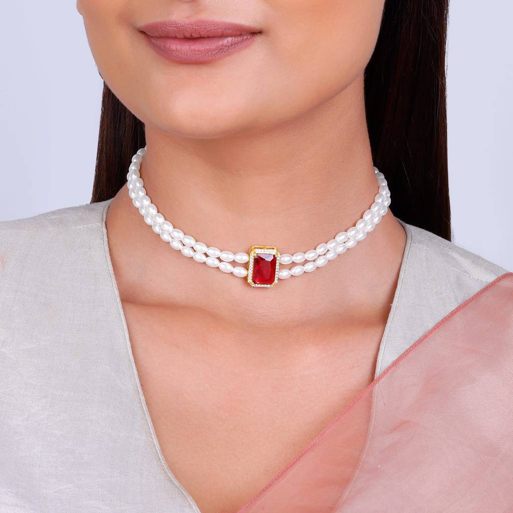 Giva 925 Sterling Silver Golden Roseate Pearl Choker| Necklace To Gift Women & Girls | Wit : PD02377