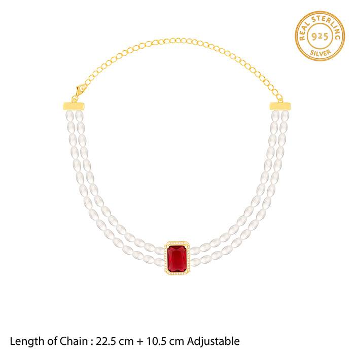 Giva 925 Sterling Silver Golden Roseate Pearl Choker| Necklace To Gift Women & Girls | Wit : PD02377