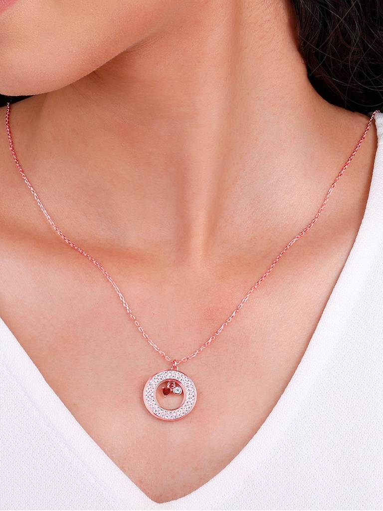 Giva 925 Silver Rose Gold Custom Slides Open Pendant With Link Chain : PD02386