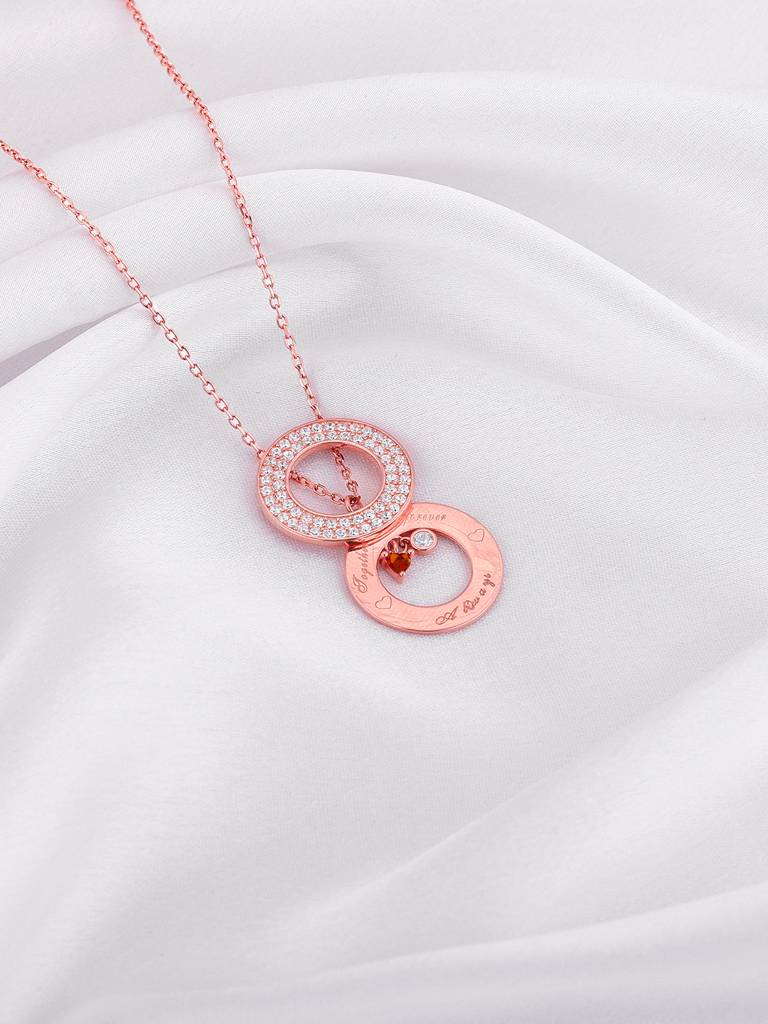 Giva 925 Silver Rose Gold Custom Slides Open Pendant With Link Chain : PD02386