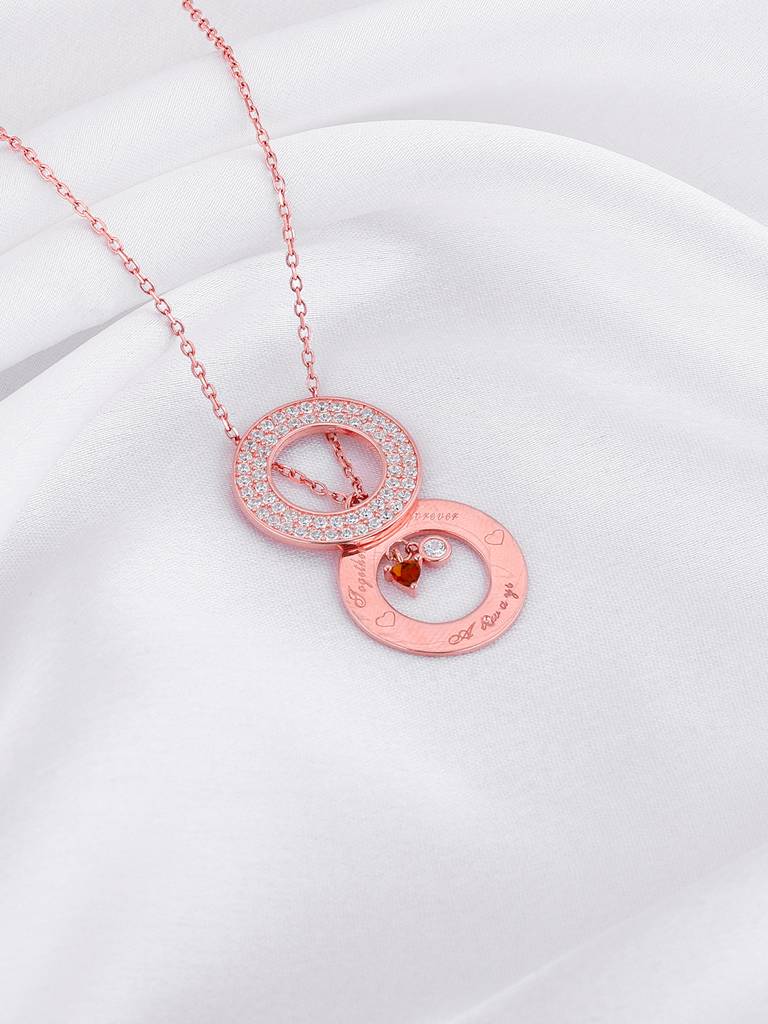 Giva 925 Silver Rose Gold Custom Two Hearts Becoming One Pendant With Link Chain : PD02387