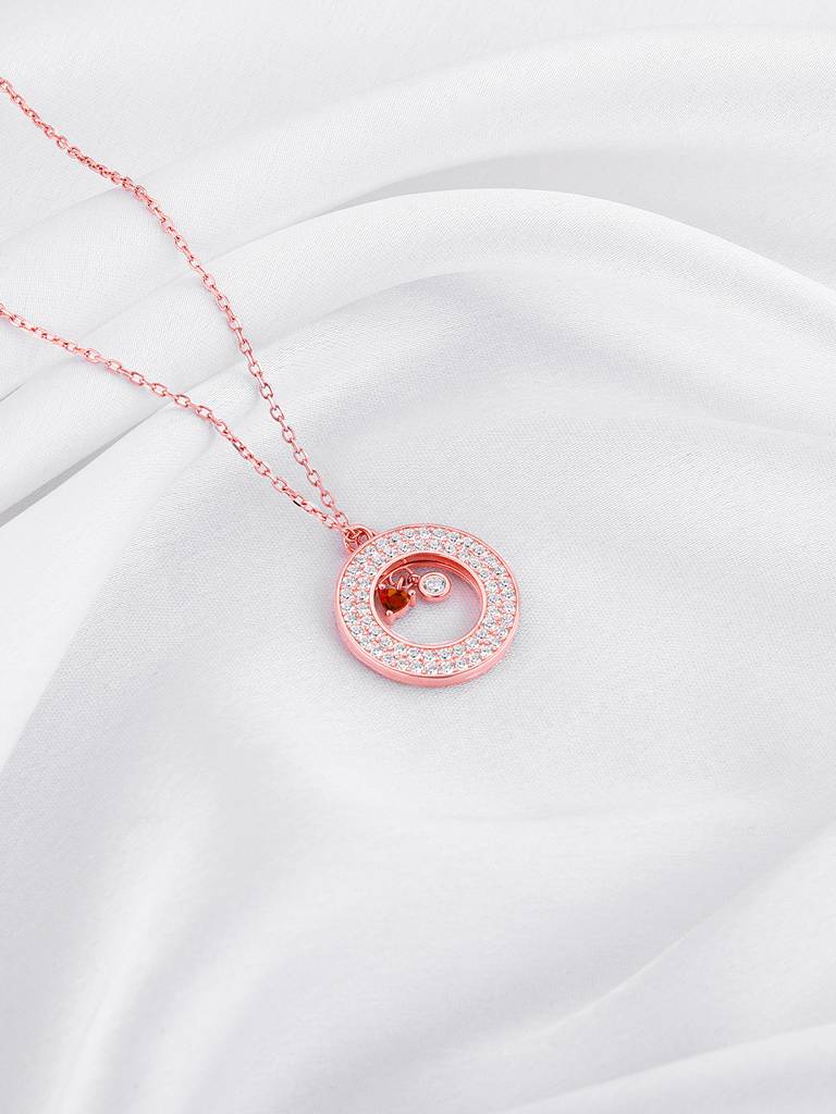 Giva 925 Silver Rose Gold Custom Two Hearts Becoming One Pendant With Link Chain : PD02387