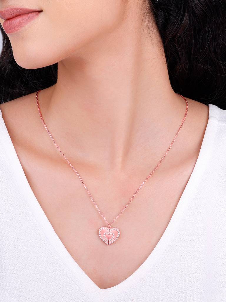 Giva 925 Silver Rose Gold Custom Together Forever Always Pendant With Link Chain : PD02388