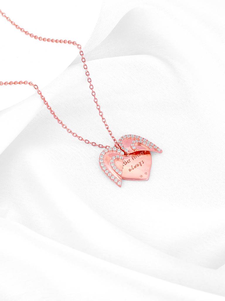 Giva 925 Silver Rose Gold Custom Together Forever Always Pendant With Link Chain : PD02388