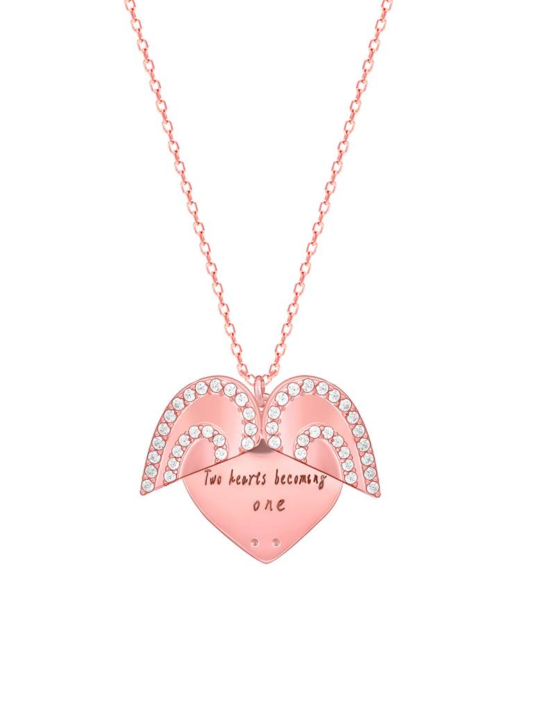 Giva 925 Silver Rose Gold Custom One Heart Pendant With Link Chain : PD02389