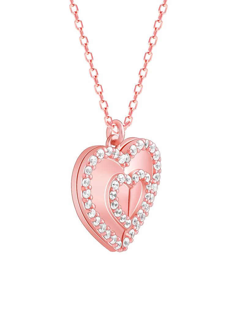Giva 925 Silver Rose Gold Custom One Heart Pendant With Link Chain : PD02389