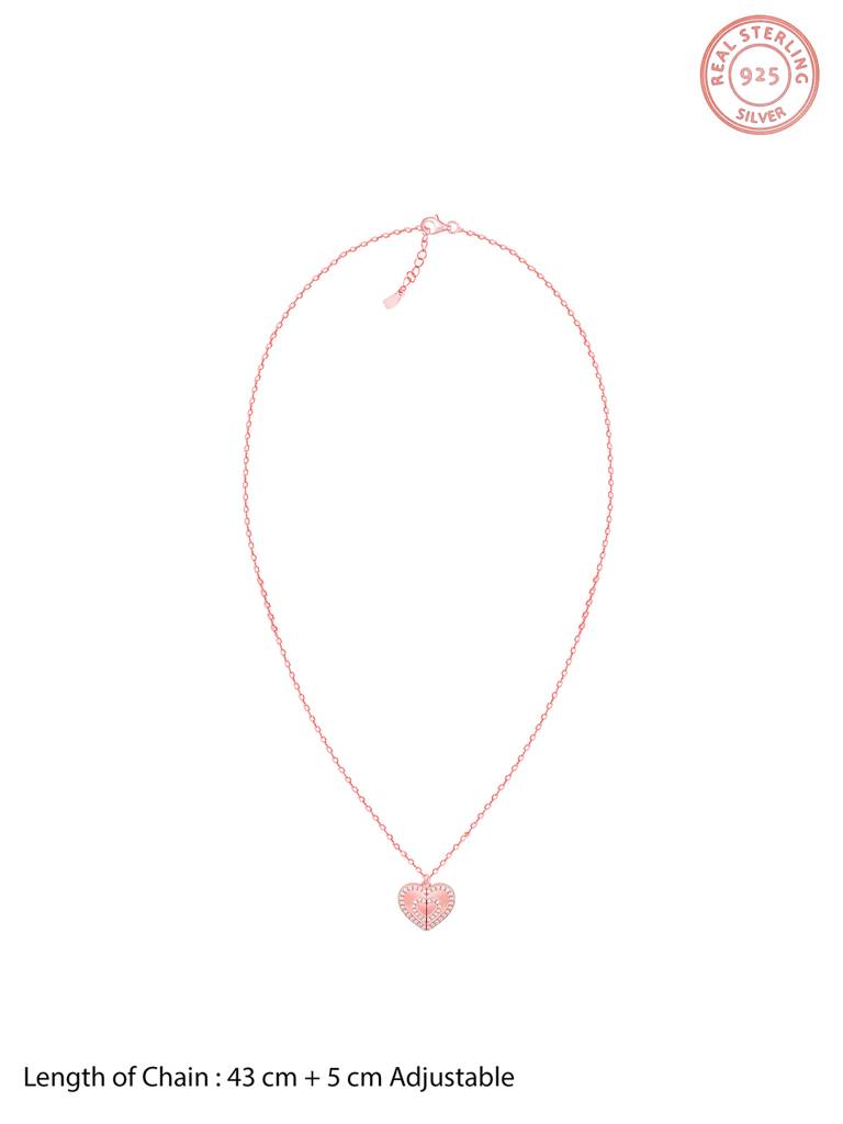 Giva 925 Silver Rose Gold Custom One Heart Pendant With Link Chain : PD02389