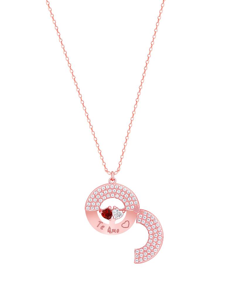 Giva 925 Silver Rose Gold Custom Te Amo Pendant With Link Chain : PD02395