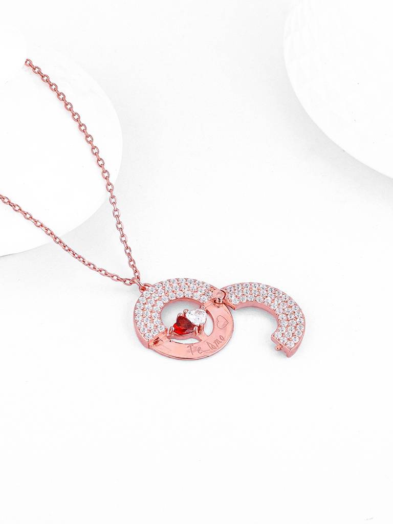Giva 925 Silver Rose Gold Custom Te Amo Pendant With Link Chain : PD02395