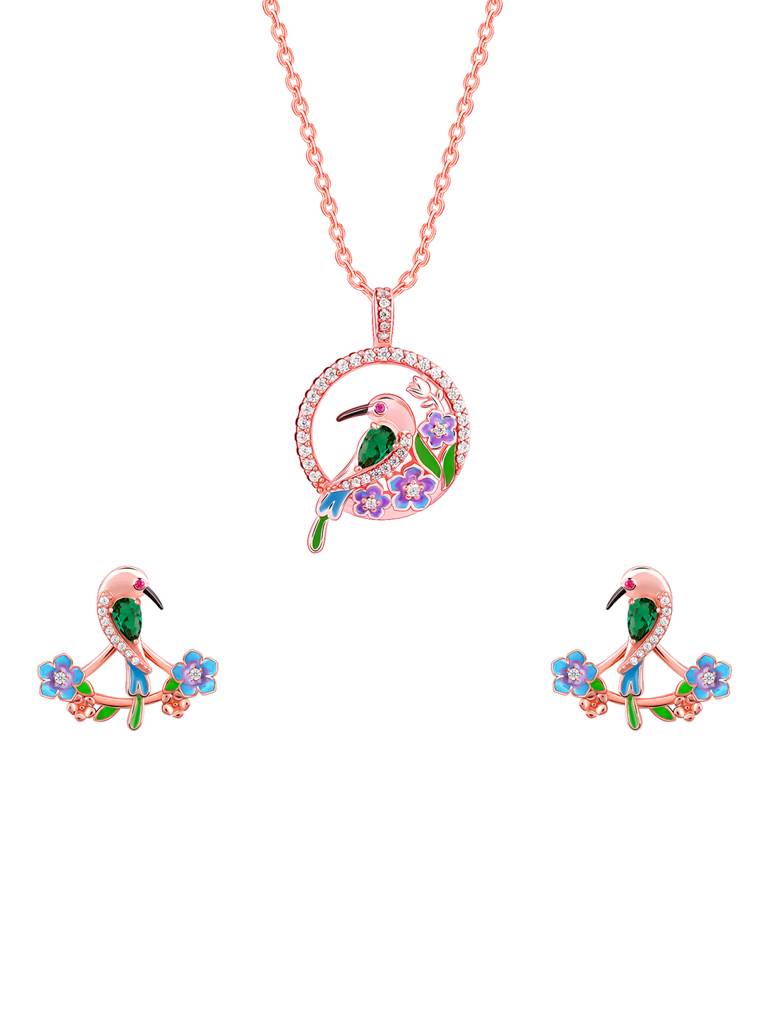 925 Silver Rose Gold Bee Eater Set For Women : PD02400ER02625