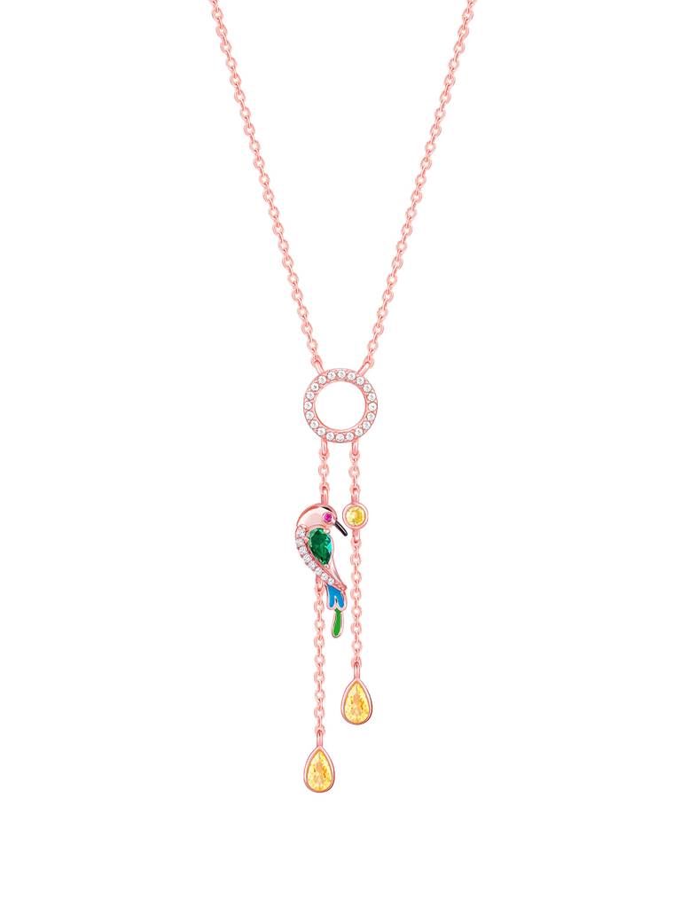 925 Silver Rose Gold Swinging Bird Pendant For Women : PD02402