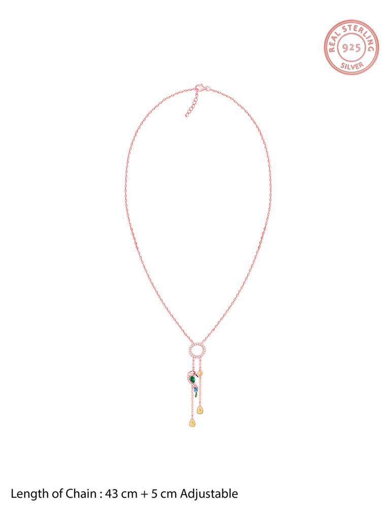 925 Silver Rose Gold Swinging Bird Pendant For Women : PD02402