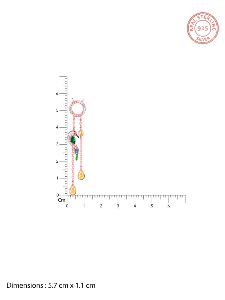 925 Silver Rose Gold Swinging Bird Pendant For Women : PD02402