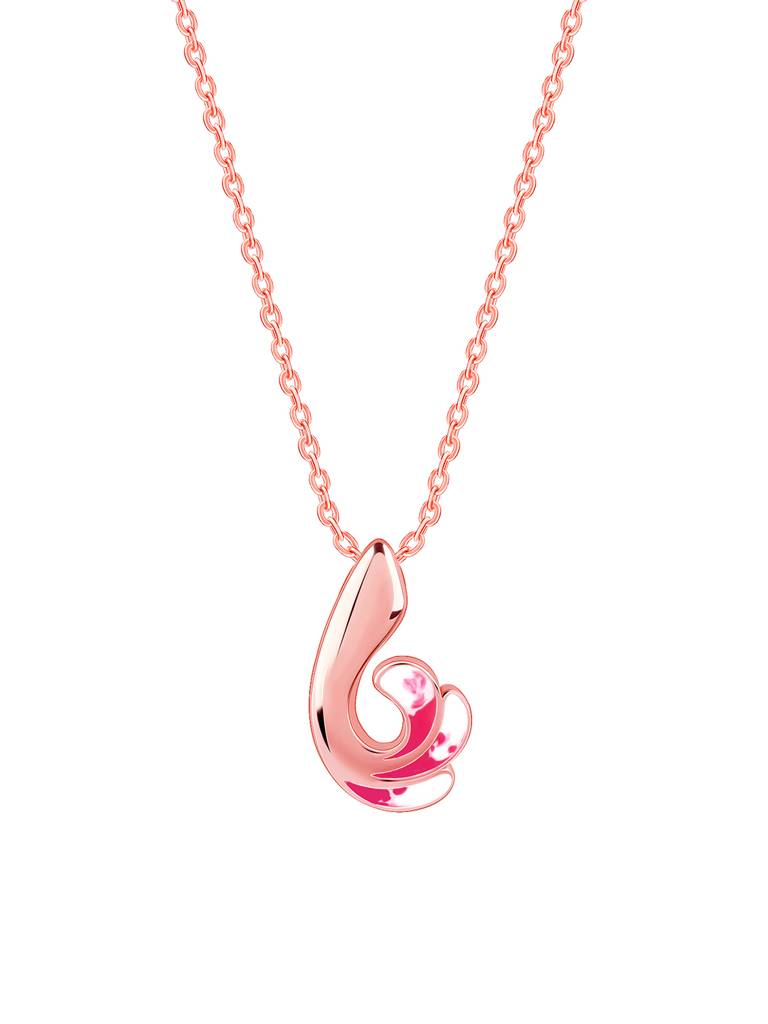 925 Silver Rose Gold Curled Wing Pendant With Link Chain For Women : PD02404