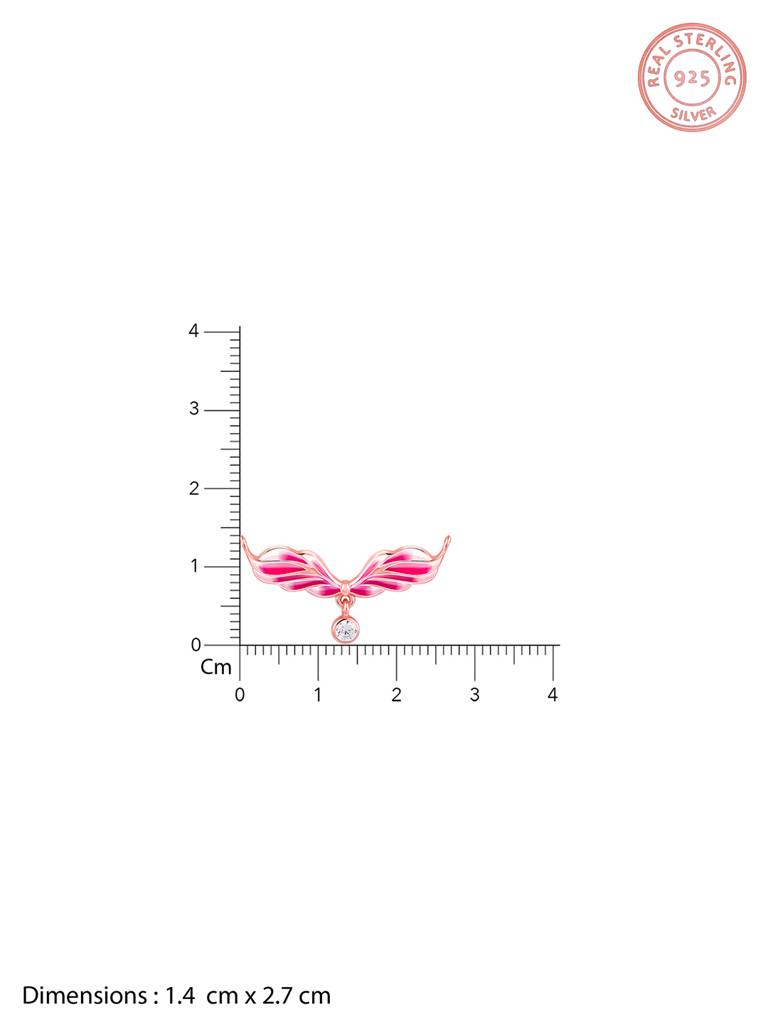 925 Silver Rose Gold Fluffed Wing Necklace For Women : PD02411