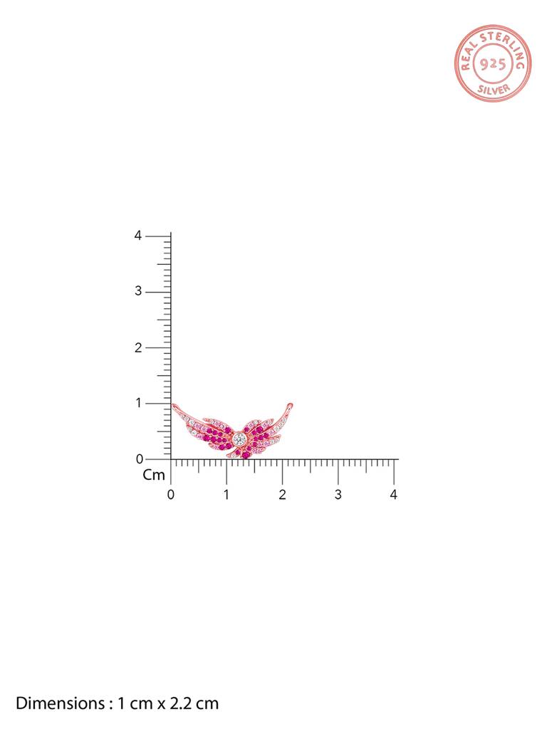 925 Silver Rose Gold Fly In Pink Set For Women : PD02412ER02639
