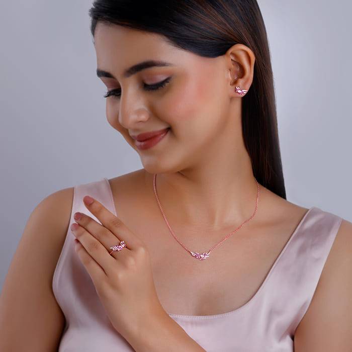 Giva 925 Silver Rose Gold Fly In Pink Set Of Three| Gifts For Women And Girls | With Certi : PD02412ER02639R01689