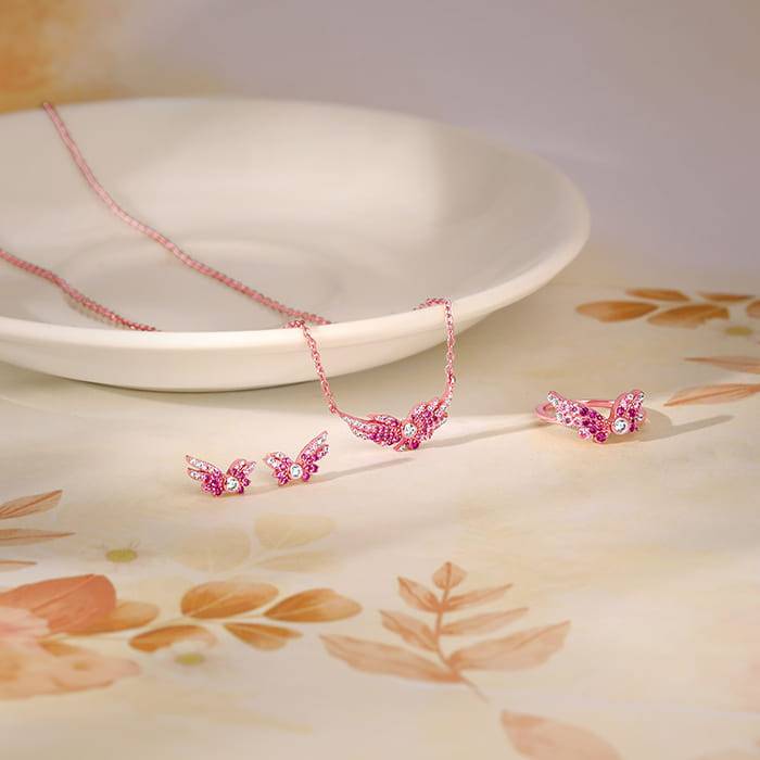 Giva 925 Silver Rose Gold Fly In Pink Set Of Three| Gifts For Women And Girls | With Certi : PD02412ER02639R01689