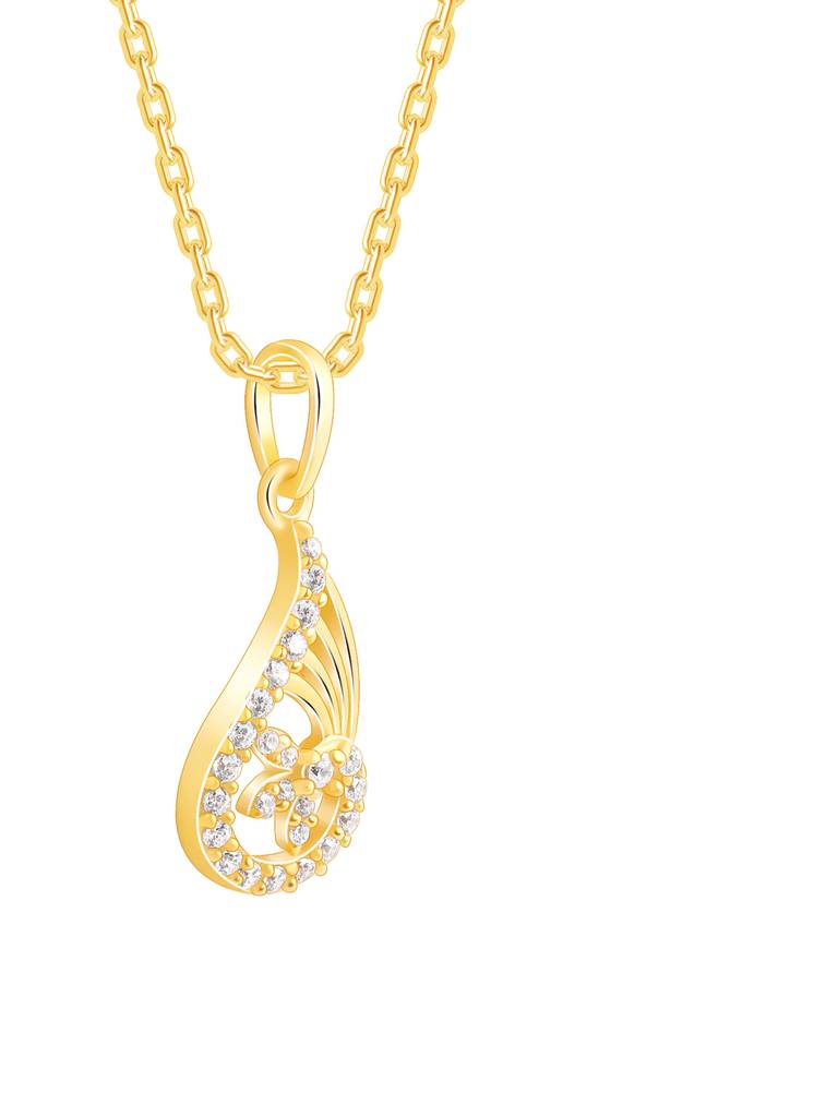 Silver Golden Aria Pendant With Link Chain : PD02415