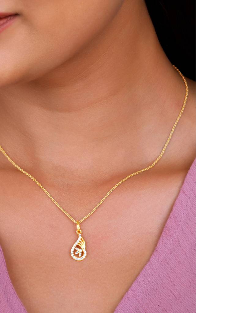 Silver Golden Aria Pendant With Link Chain : PD02415