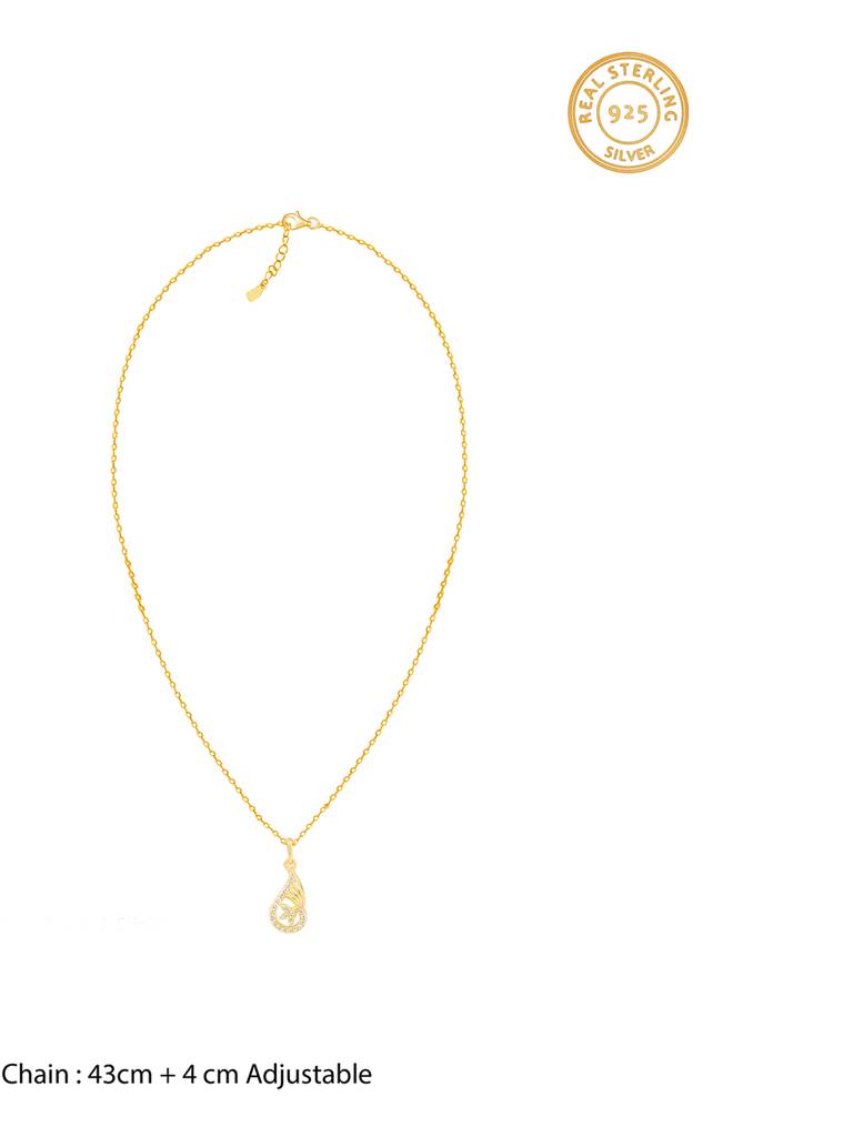 Silver Golden Aria Pendant With Link Chain : PD02415