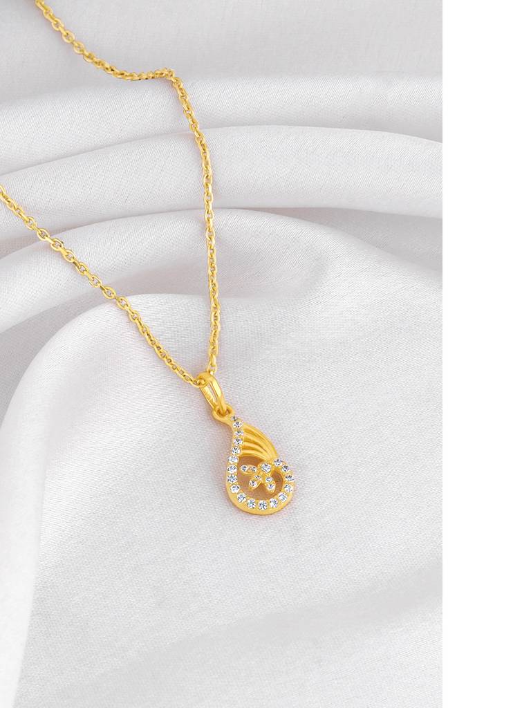Silver Golden Aria Pendant With Link Chain : PD02415
