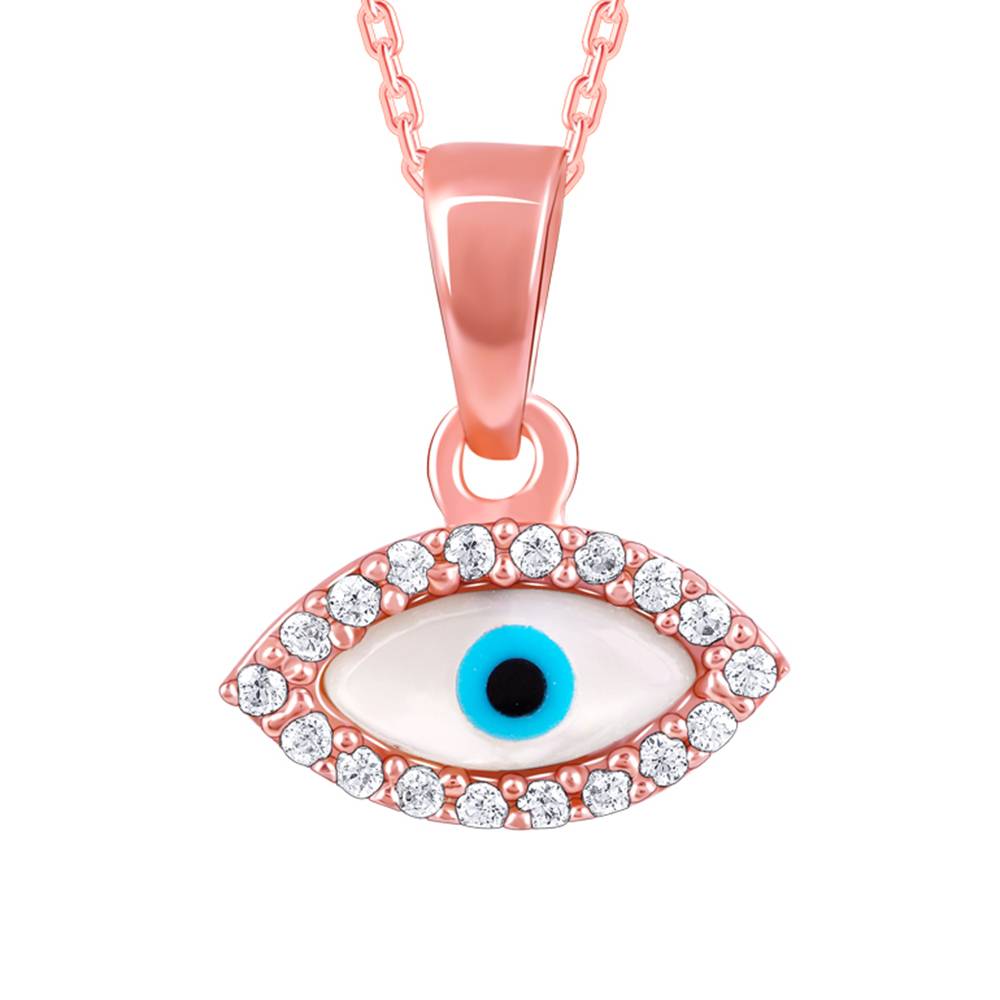 Giva 925 Silver Rose Gold Evil Eye Pendant With Link Chain| Necklace To Gift Women & Girls : PD02424