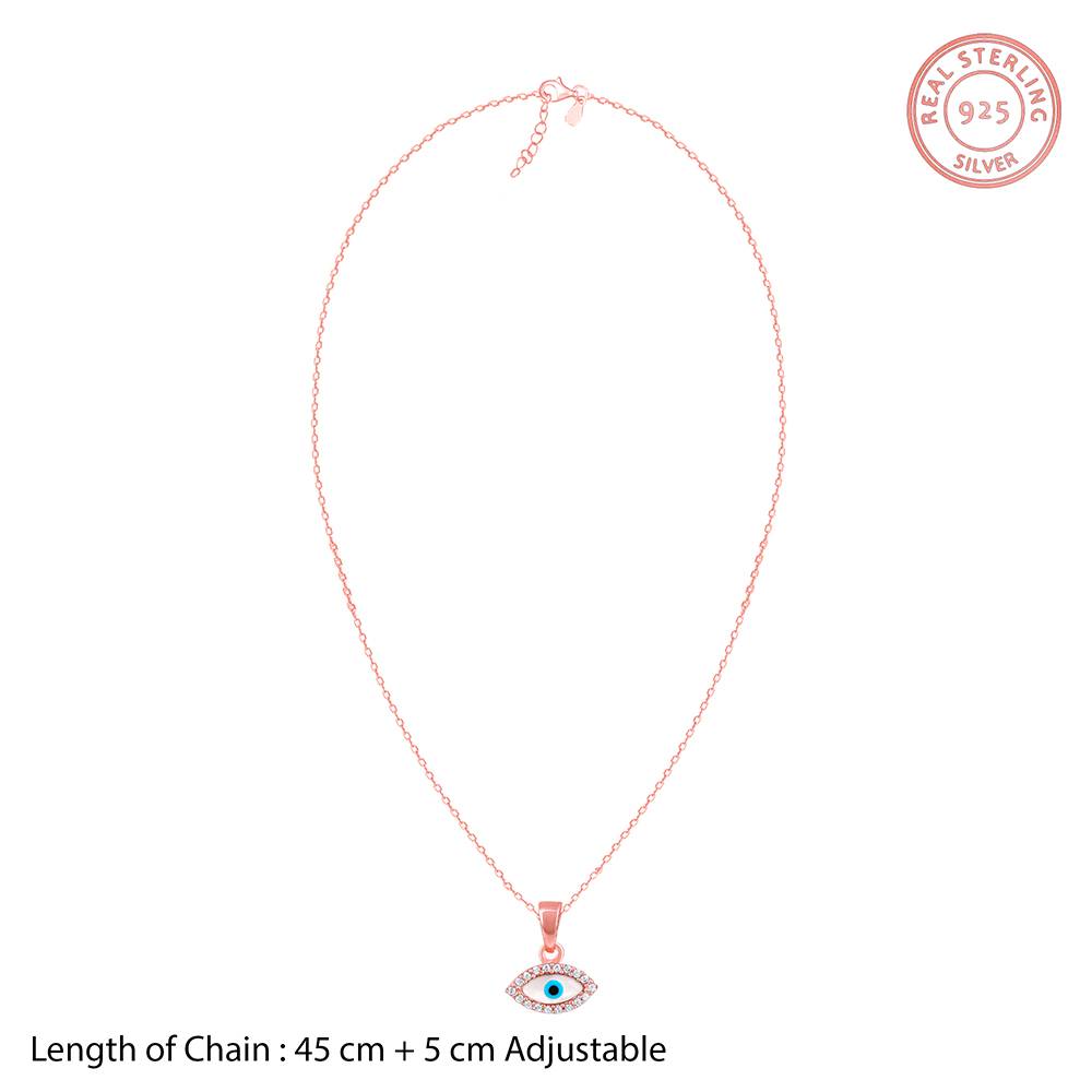 Giva 925 Silver Rose Gold Evil Eye Pendant With Link Chain| Necklace To Gift Women & Girls : PD02424