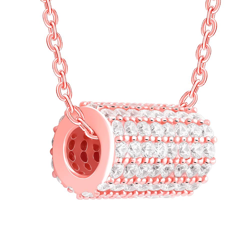 Giva 925 Silver Rose Gold Sparkling Loop Pendant With Link Chain : PD02427