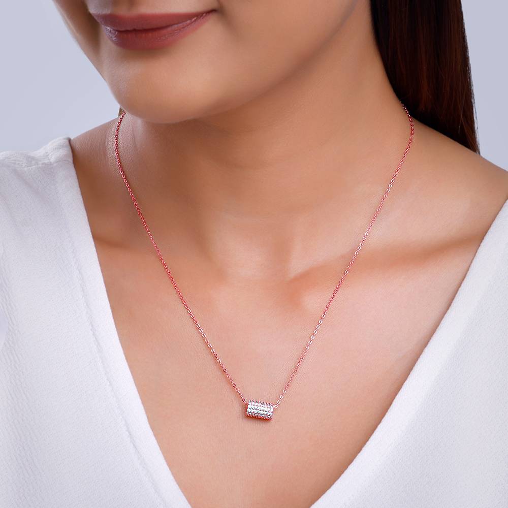 Giva 925 Silver Rose Gold Sparkling Loop Pendant With Link Chain : PD02427