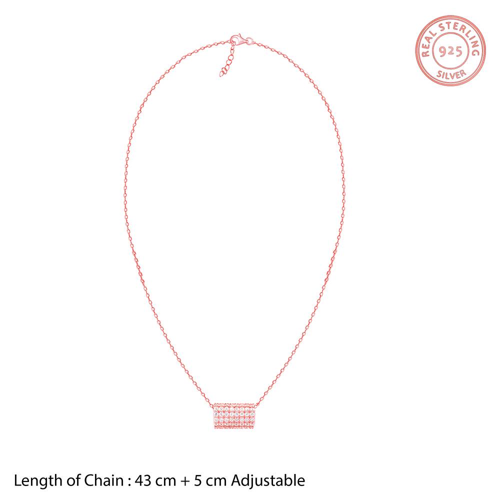 Giva 925 Silver Rose Gold Sparkling Loop Pendant With Link Chain : PD02427