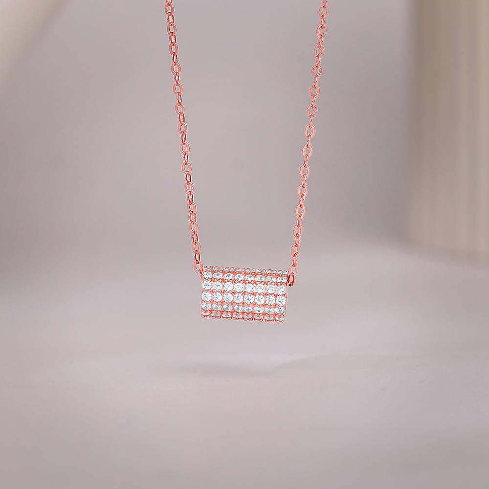 Giva 925 Silver Rose Gold Sparkling Loop Pendant With Link Chain : PD02427