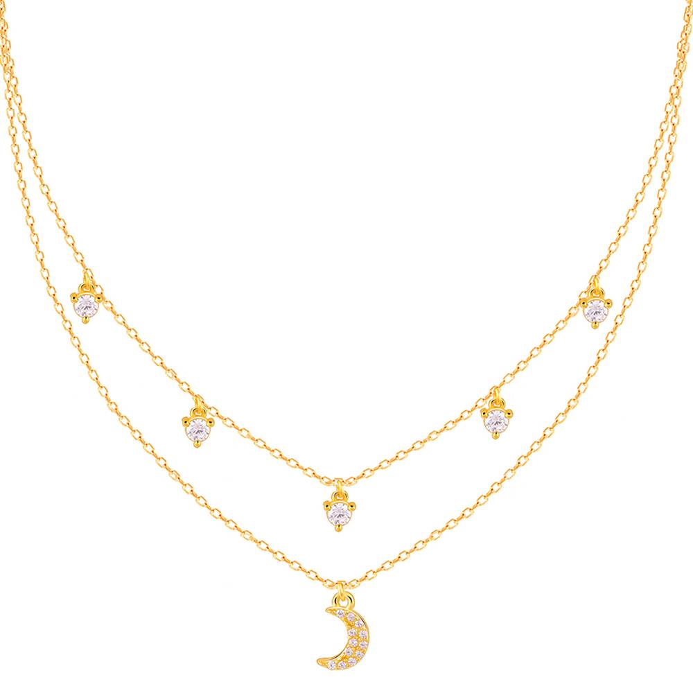 Giva 925 Silver Golden Crescent Zircon Necklace| Necklace To Gift Women & Girls : PD02428