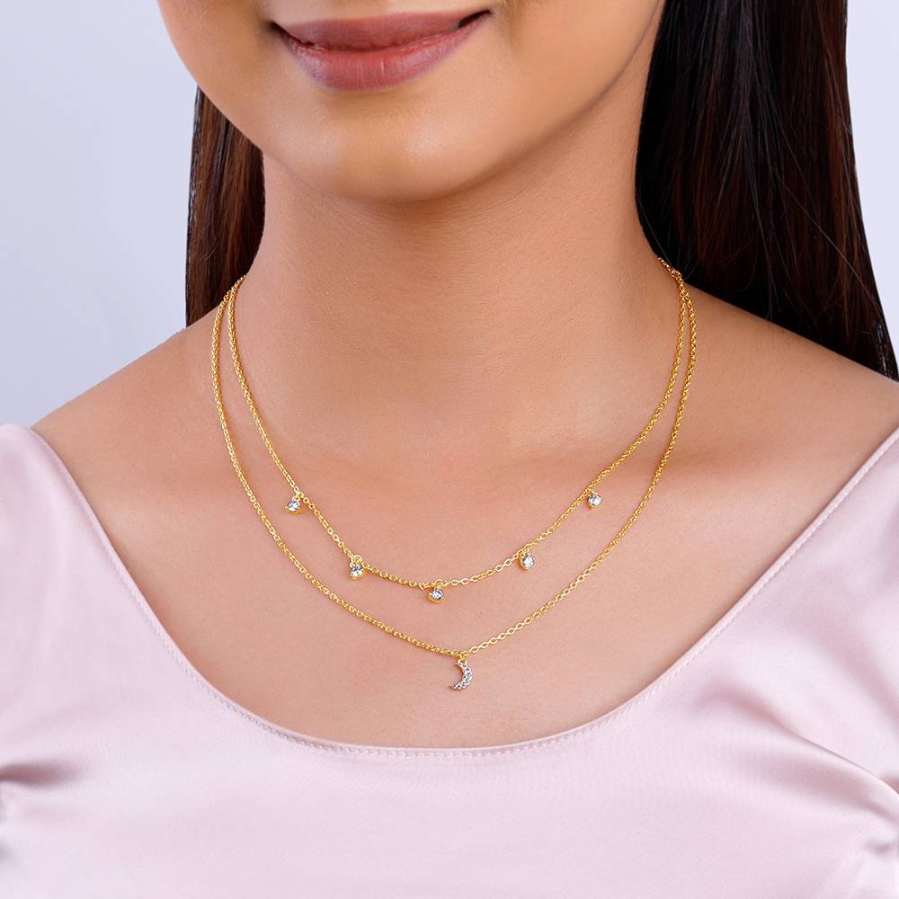 Giva 925 Silver Golden Crescent Zircon Necklace| Necklace To Gift Women & Girls : PD02428