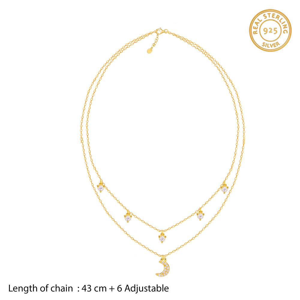 Giva 925 Silver Golden Crescent Zircon Necklace| Necklace To Gift Women & Girls : PD02428