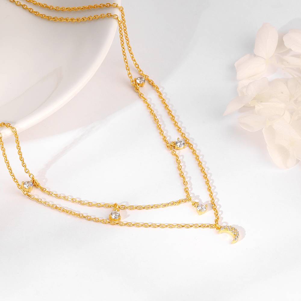 Giva 925 Silver Golden Crescent Zircon Necklace| Necklace To Gift Women & Girls : PD02428