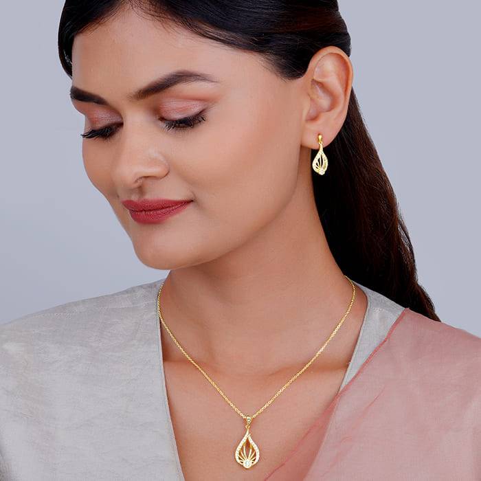 Giva 925 Sterling Silver Golden Glint Set| Gifts For Women And Girls | With Certificate Of : PD02438ER02678