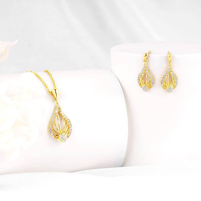 Giva 925 Sterling Silver Golden Glint Set| Gifts For Women And Girls | With Certificate Of : PD02438ER02678