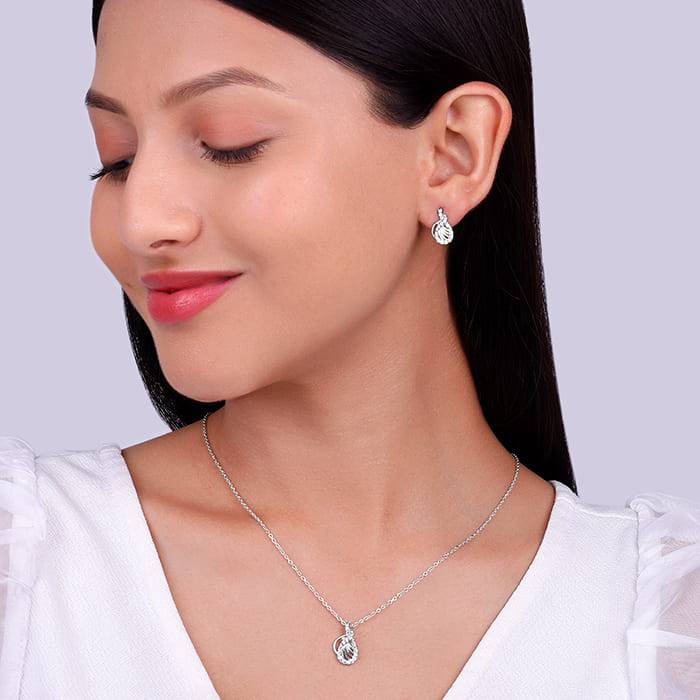 Giva 925 Sterling Silver Wave Knot Set| Gifts For Women And Girls | With Certificate Of Au : PD02439ER02677