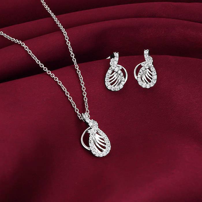 Giva 925 Sterling Silver Wave Knot Set| Gifts For Women And Girls | With Certificate Of Au : PD02439ER02677