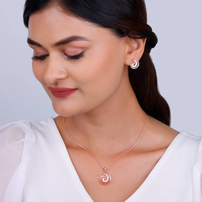 Giva 925 Sterling Silver Rose Gold Volute Set| Gifts For Women And Girls | With Certificat : PD02440ER02681