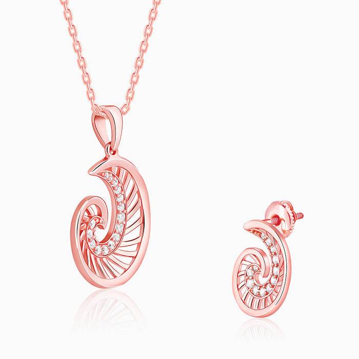 Giva 925 Sterling Silver Rose Gold Volute Set| Gifts For Women And Girls | With Certificat : PD02440ER02681