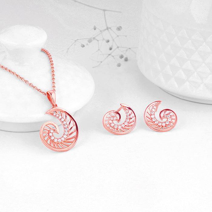 Giva 925 Sterling Silver Rose Gold Volute Set| Gifts For Women And Girls | With Certificat : PD02440ER02681