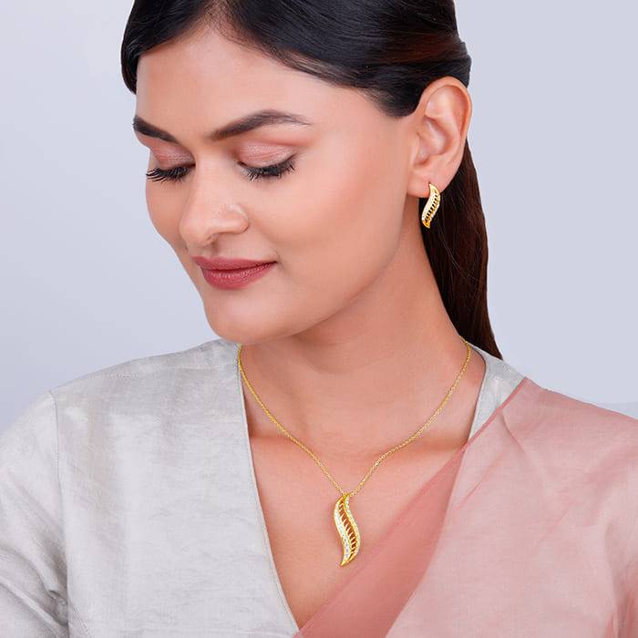 Giva 925 Sterling Silver Golden Wavelet Set| Gifts For Women And Girls | With Certificate  : PD02442ER02682