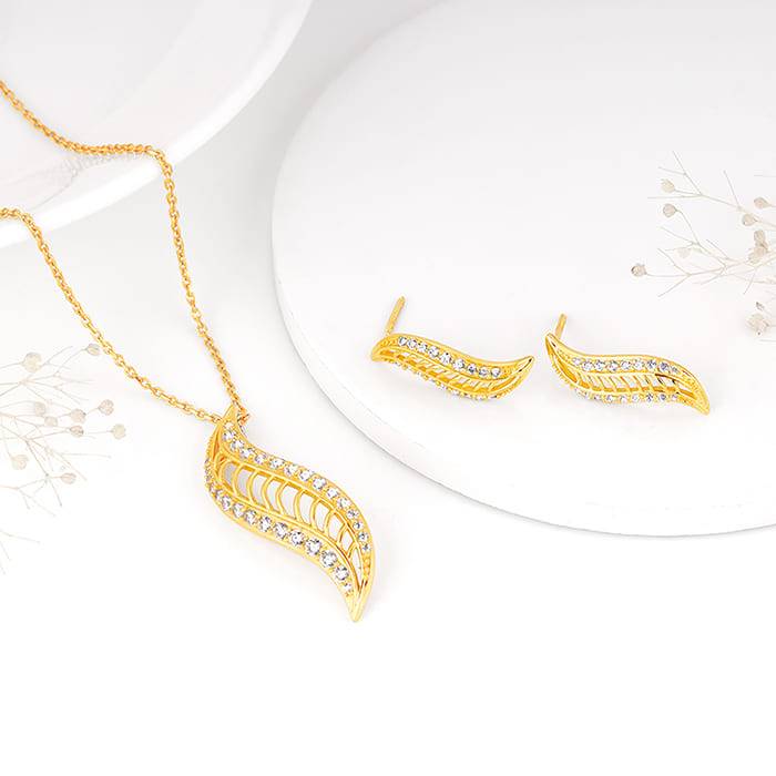 Giva 925 Sterling Silver Golden Wavelet Set| Gifts For Women And Girls | With Certificate  : PD02442ER02682