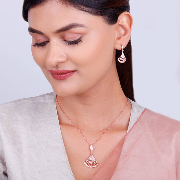 Giva 925 Sterling Silver Rose Gold Seashell Set| Gifts For Women And Girls | With Certific : PD02443ER02680