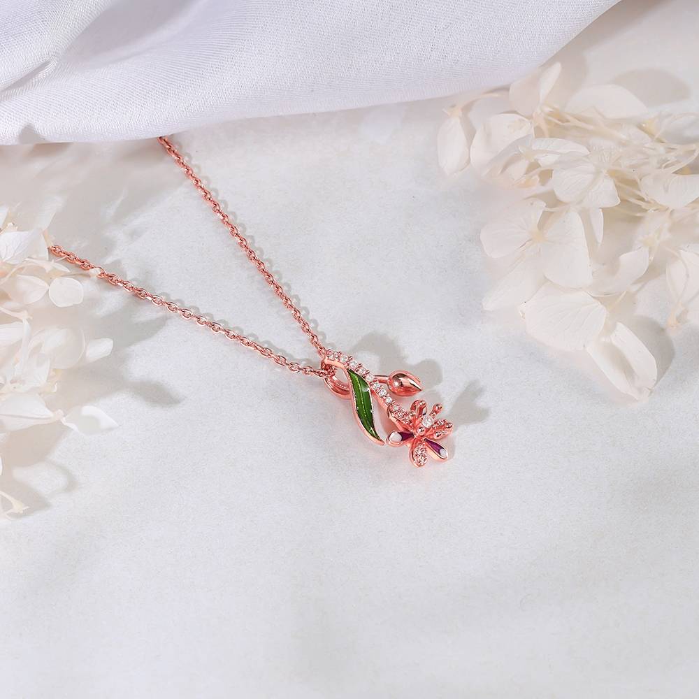 Giva 925 Silver Rose Gold Purple Musli Pendant With Link Chain